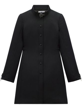 Courrèges buckle-strap twill coat - women - Polyester/Cupro - 36 - Black