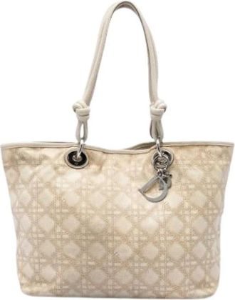 Dior Pre-owned Cannage Canvas Tote - Dames - Vintage Shopper - Beige - ONE Size - Leer - Vintage