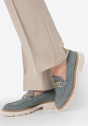 Wittchen Dames mocassins van echt leer met gesp, blauw