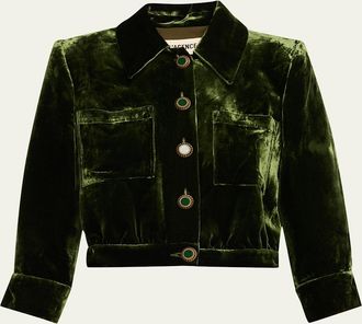 L'agence Jia Cropped Velvet Jacket