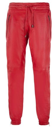 Infinity Leather Mens Jogging Bottoms-Boston - Red Nappa Leather - Size 44 (Waist)