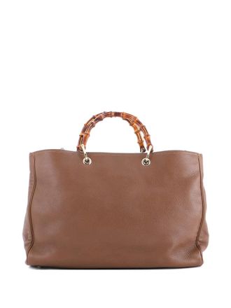 Gucci Bamboo Shopper Leather Large tote bag - women - Calf Leather/Leather/Bamboo - One Size - Brown