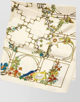 Gucci silk twill scarf floral animal print
