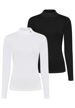 Bruno Banani Rollkragenshirt BRUNO BANANI, Damen, Gr. 48/50, schwarz-weiss (schwarz, wei&szlig;), Rippware, Obermaterial: 100% Baumwolle, unifarben, Basic, Basic h&uuml;ftbed