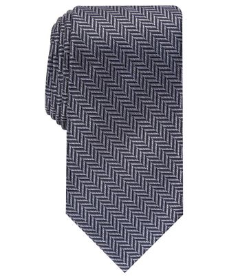 Perry Ellis Mens Savin Herringbone Tie Black Size Regular