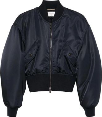 Saint Laurent Bomber Jackets, female, Blue, S, Nylon Bomber Jacket