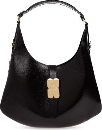 Ganni Eco Leren Hobo Tas - Dames - Schoudertassen - Bruin - ONE Size - Leer - Tassen