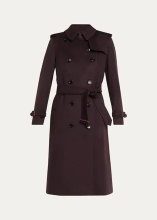 Burberry Kensington Double-Breasted Trench Coat in Brushed Cashmere