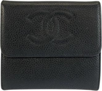 Chanel Pre-owned Leather Wallet - Dames - Vintage Accessoires - Zwart - ONE Size - Leer - Vintage