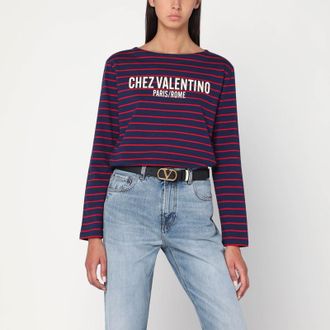 Valentino Blue T-shirt with red stripes by Valentino
