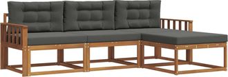 vidaXL Conjunto De Sof&aacute;s De Exterior 4 Uds. Natural Y Antracita Vidaxl