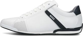 HUGO BOSS Schoenen, Heren, Wit, 44 EU, Leer, Lage Saturn Sneakers in Wit Leer