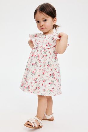 H&M Floral-print Cotton Dress in White/floral at Nordstrom, Size 18M