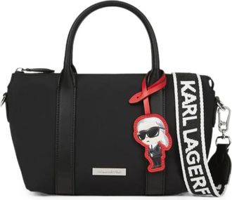 Karl Lagerfeld Bolso Tote Peque&ntilde;o Ikon Nylon con Charm - Bags - Mujer - Negro - ONE SIZE