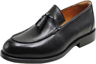 Generic Mens Tassel Loafers British Style Premium Leather Slip On Dress Shoes Big Business Casual Luxury Footwear for Office and Formal Events(Black,10.5)
