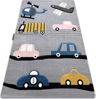 RugsX Rugsx - Alfombra Petit Toys Juguetes Carros Gris Grey 120x170 Cm