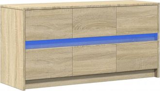 Berkfield Home TV Cabinet with LED Sonoma Oak 100x34x50 cm Engineered Wood in Light Brown | Size: 100 x 34 x 50 cm