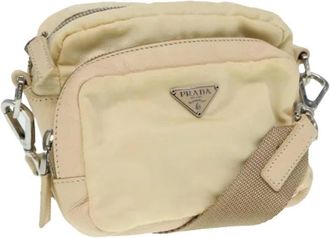 Prada Pre-owned Cross Body Bags, female, Beige, Size: ONE SIZE Pre-owned Vintage Nylon Pouch