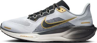 Nike Nike Mens AIR Zoom Pegasus 41 PRM Road Running Shoes, White/Black-Metallic Gold-Lt S, 9.5