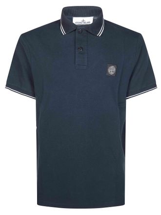 Stone Island Solid Navy Double Stripes Polo Shirt