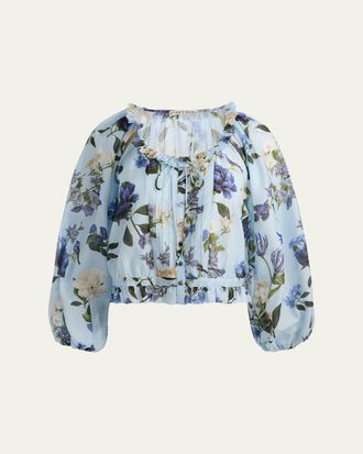 Alice & Olivia McLaine Cropped Button-Front Blouse