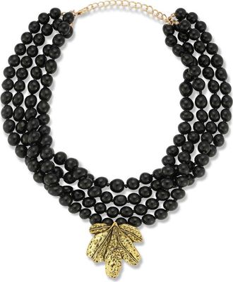 Sphera Milano Beaded Layered Statement Necklace in Gold/black at Nordstrom Rack