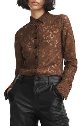 Rag & Bone Yvette Lace Shirt in Mocha at Nordstrom Rack, Size 4
