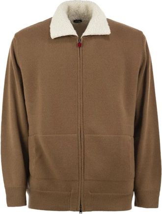 Kiton Wollen vest van kasjmier - Heren - Sweatshirts & Hoodies - Beige - Maat: XL Wol