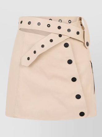 The Mannei high waisted leather skirt gathered belt