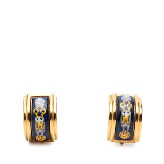 Herm&egrave;s Pre-owned Hermes Gold Plated Enamel Cloisonne Clip On Earrings Ladies 05UX7669KQRHMZ0Z