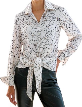 Finley Dancing Lilies Lindy Top In Ivory/black