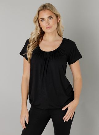 Base Level T-Shirt BASE LEVEL Yona, Damen, Gr. 36, schwarz, Jersey, Obermaterial: 94% Viskose, 6% Elasthan, unifarben, figurumspielend h&uuml;ftlang, Rundhals, Shirts