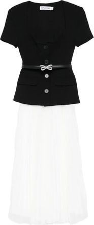 Self Portrait Abito midi a maniche corte - Nero