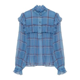 Chlo&eacute; Camicia in seta con volant - - Blouses & Shirts - Donna - Blu - S