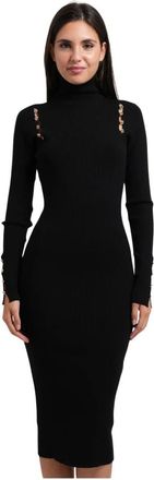 Fracomina Slim Midi Jurk - Dames - Kleedjes - Zwart - S - Kleedjes