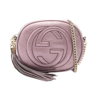 Gucci Pre-owned Soho Metallic Leather Shoulder Bag - Dames - Pre-owned - Paars - Maat: ONE Size Leer