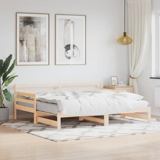 Berkfield Home Daybed with Trundle 90x200 cm Solid Wood Pine in Brown