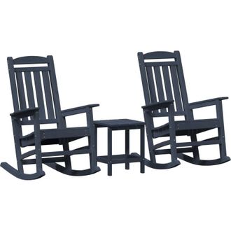 vidaXL Silla Mecedora De Jard&iacute;n 3 Pcs Azul Marino 38 X 38 X 46cm Vidaxl