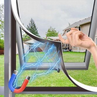 OEM Mosquitera Magn&eacute;tica Para Ventana, 120x130 Cm, Fibra De Vidrio, Tama&ntilde;o Ajustable Para Montaje Por El Usuario, Marco Desmontable, No Requiere Taladrar,