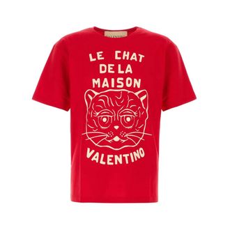 Valentino Tops, Heren, Rood, M, Graphic T-shirt