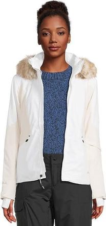 Spyder Vida Jacket Womens White Full Zip Pockets Fur Hooded Long Sleeve DDR547