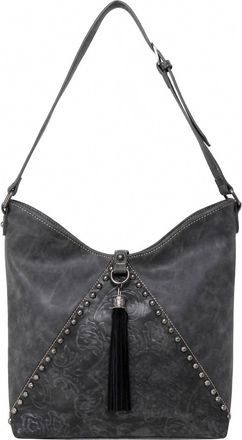 Montana West Womens Embossed Collection Concealed Carry Hobo Bag In Grey/silver