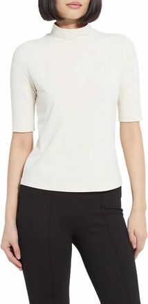Lyss&eacute; Clara Mock Neck Elbow Sleeve Top In Macadamia