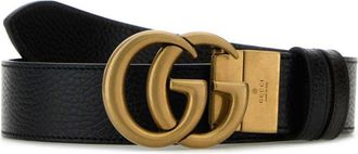 Gucci Black Golden Buckle Reversible GG Belt