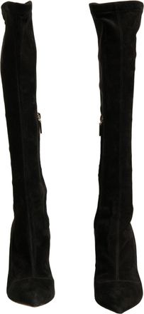 Dolce & Gabbana Black Suede Stiletto Knee High Boots Womens Shoes (Pre-Owned)