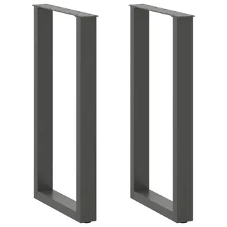 Berkfield Home Coffee Table Legs U-Shaped 2 pcs Anthracite 40x(90-91) cm Steel in Black
