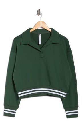 90 Degree by Reflex Johnny Collar French Terry Sweatshirt in Regal Pine-White at Nordstrom Rack, Size X-Large