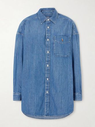 Polo Ralph Lauren Camicia In Denim Con Logo Ricamato - Blu