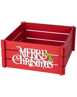 Glitzhome 24In Merry Christmas Crate Tree Collar