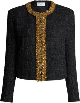 Balmain 6-knopen tweed jas - Dames - Blazers - Zwart - S - Tweed - Jassen